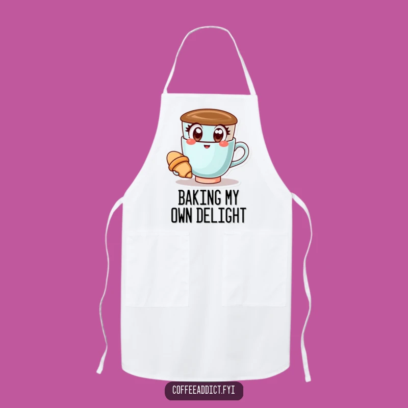 Funny Kawaii Coffee Cup Apron: Happy Croissant Holder for a Cheerful Kitchen