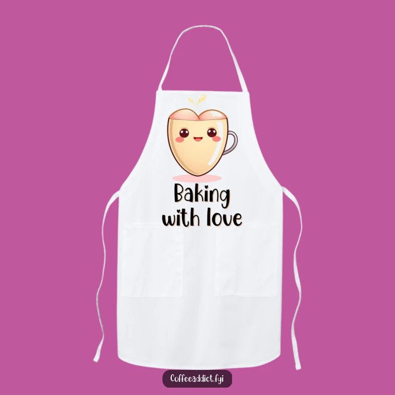 Funny Kawaii Latte Heart Apron - Warm Chef, Hilarious Gift