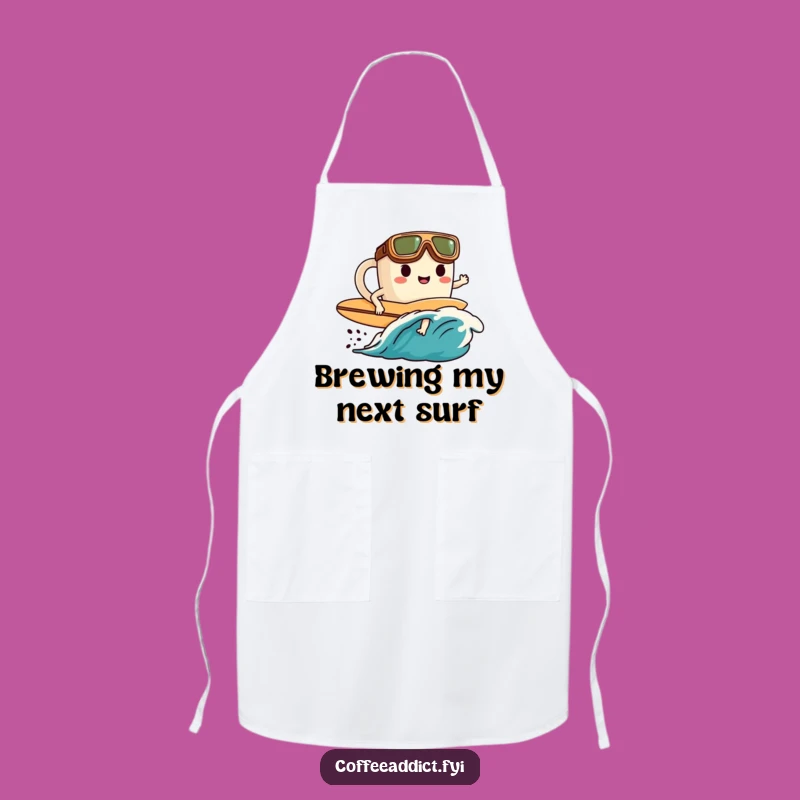 Funny Coffee Surfer Apron: Goggled Character, Coffee Wave Kitchen Fun
