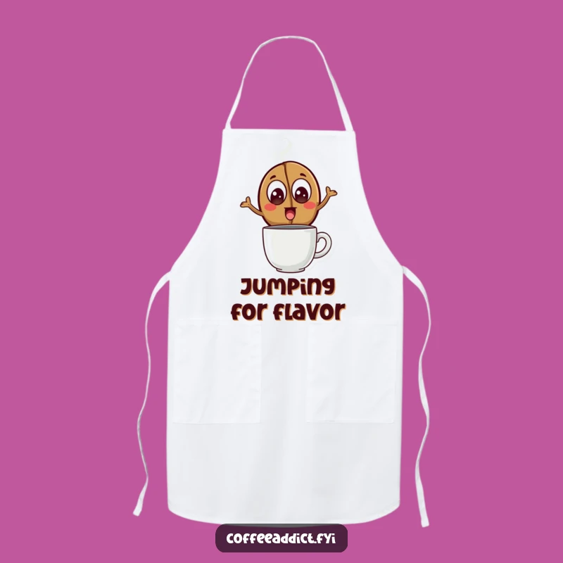 Funny Coffee Bean Leap Apron: Chef's Excited Bean Wear, Ideal Kitchen Funny Gift