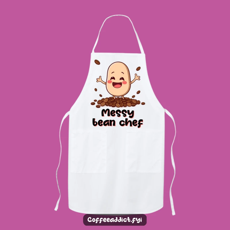 Funny Kawaii Coffee Bean Apron: Chef's Hilarious Spilling Beans Design