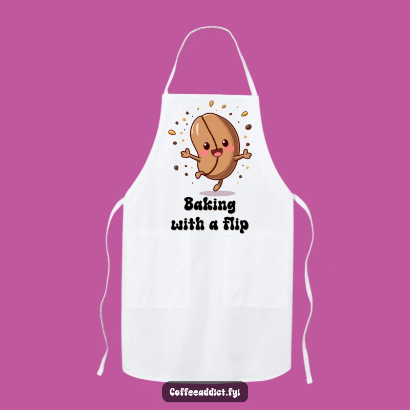 Funny Kawaii Coffee Bean Apron: Energetic Somersault for a Humorous Kitchen