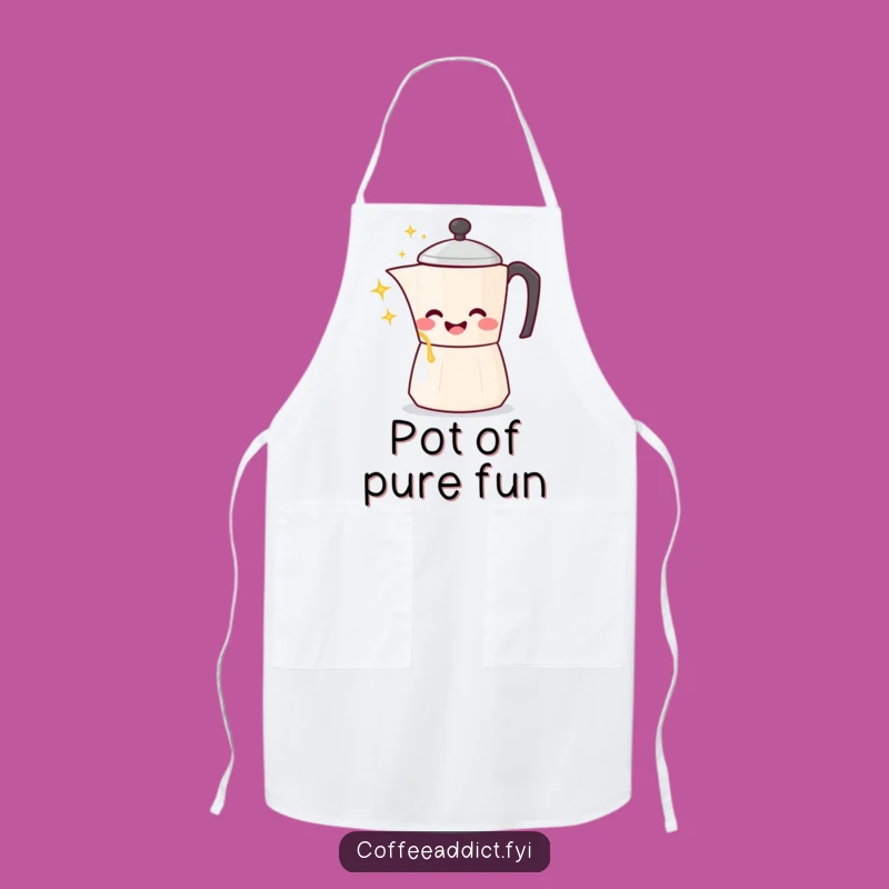 Funny Kawaii Coffee Pot Apron: Gleeful Chef, Hilarious Kitchenwear