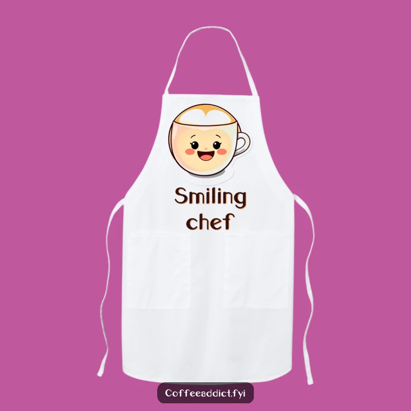 Funny Kawaii Latte Art Apron, Cheerful Smiley Gift for Kitchen Fun