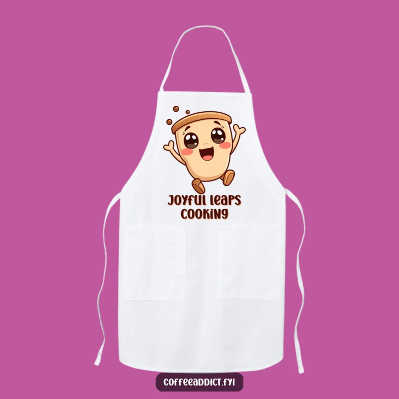 Funny Kawaii Coffee Leap Apron - Cheerful Kitchen Wear for Coffee Lovers