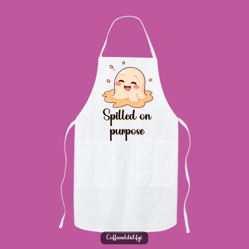 Funny Melting Coffee Puddle Apron - Goofy Kitchen Wear for Coffee Enthusiasts