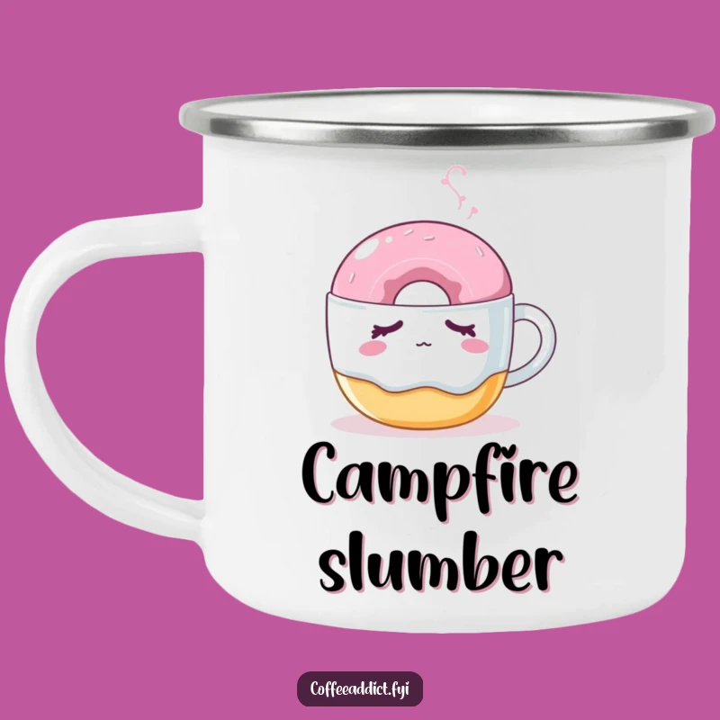 Funny Sleepy Donut Camping Mug: Enjoy Coffee Outdoors with a Nudged Treat Design