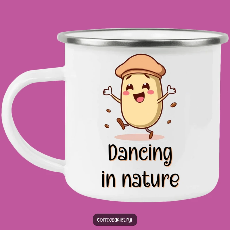 Funny Dancing Beret Coffee Bean Camping Mug, Artistic and Durable Outdoor Drinkware