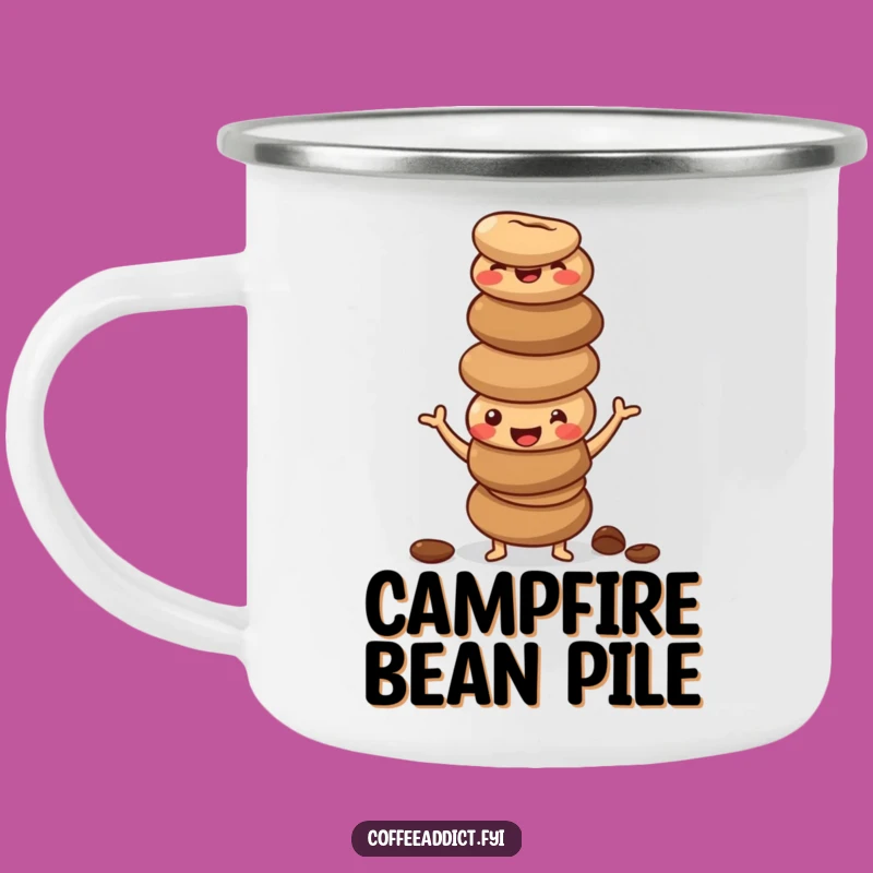 Funny Coffee Bean Camping Mug: Hilarious Outdoor Companion for Jittery Adventures