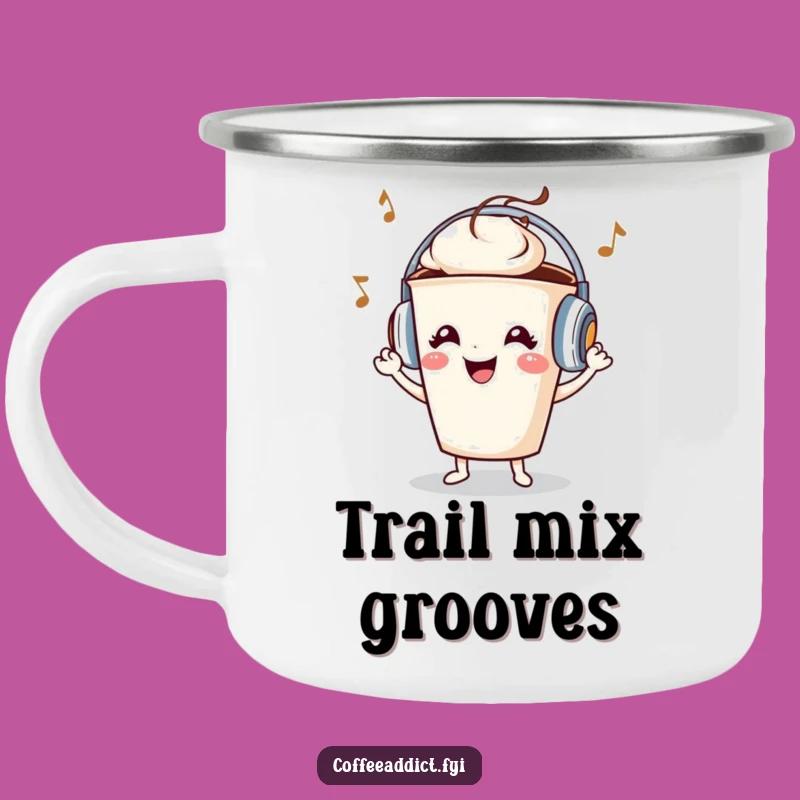 Funny Coffee Cup Headphones Grooving Camping Mug - Outdoor Music Gift