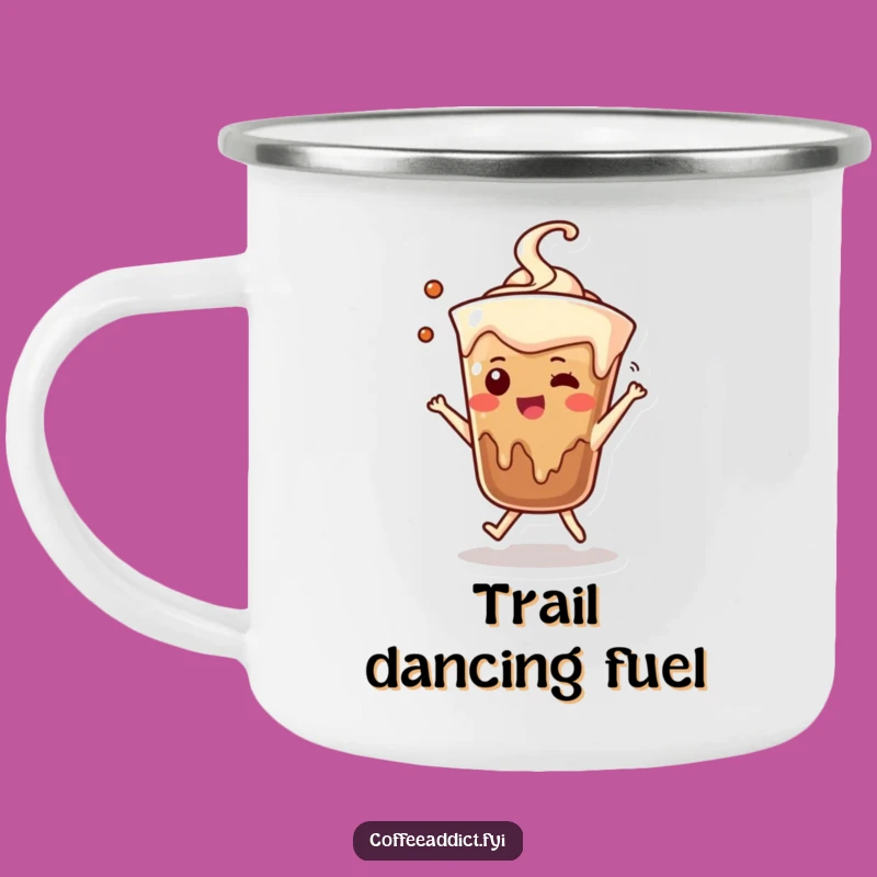Funny Coffee Drip Camping Mug - Dancing Adventure, Outdoor Coffee Spirit
