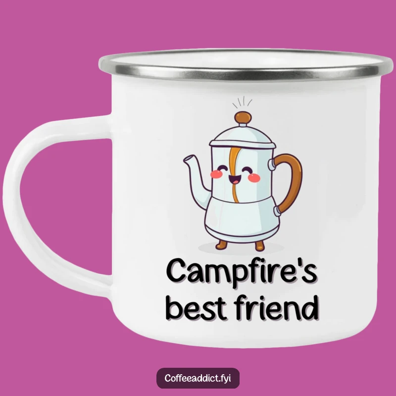 Funny Coffee Pot Camping Mug: Adventure Fuel with Dancing Coffee - Unique Gift!