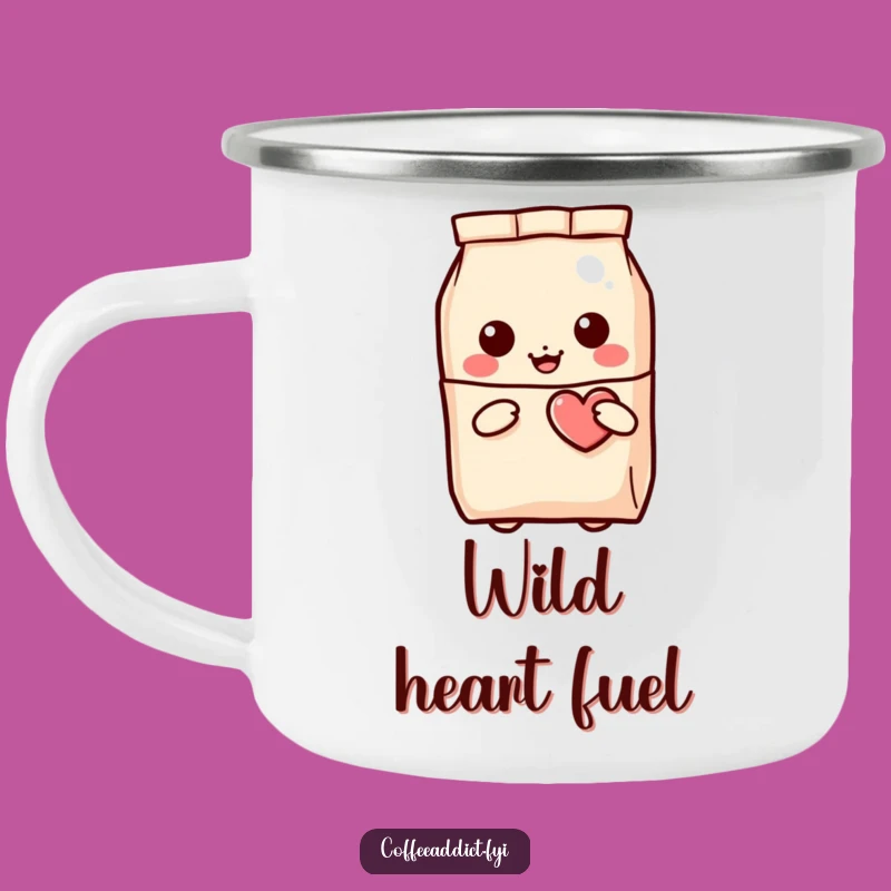 Funny Kawaii Coffee Bag Camping Mug, Winking Heart Gift for Outdoor Adventures