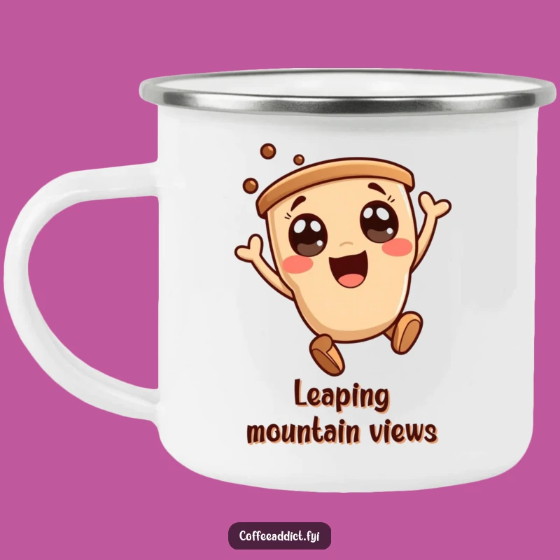 Funny Kawaii Coffee Leap Camping Mug - Durable and Joyful Drinkware