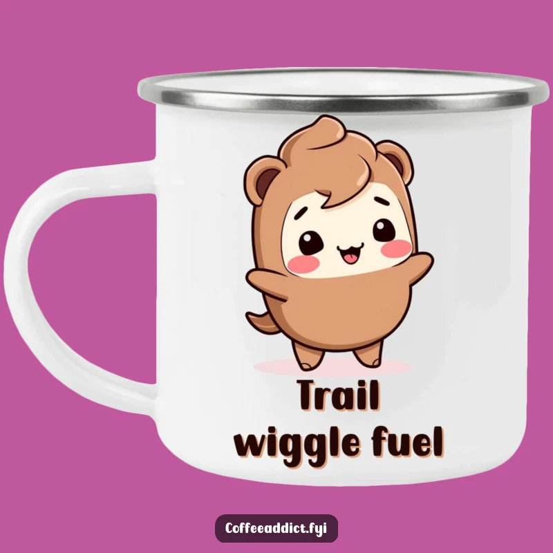 Funny Kawaii Mocha Camping Mug: Giggling Wiggle Campfire Companion