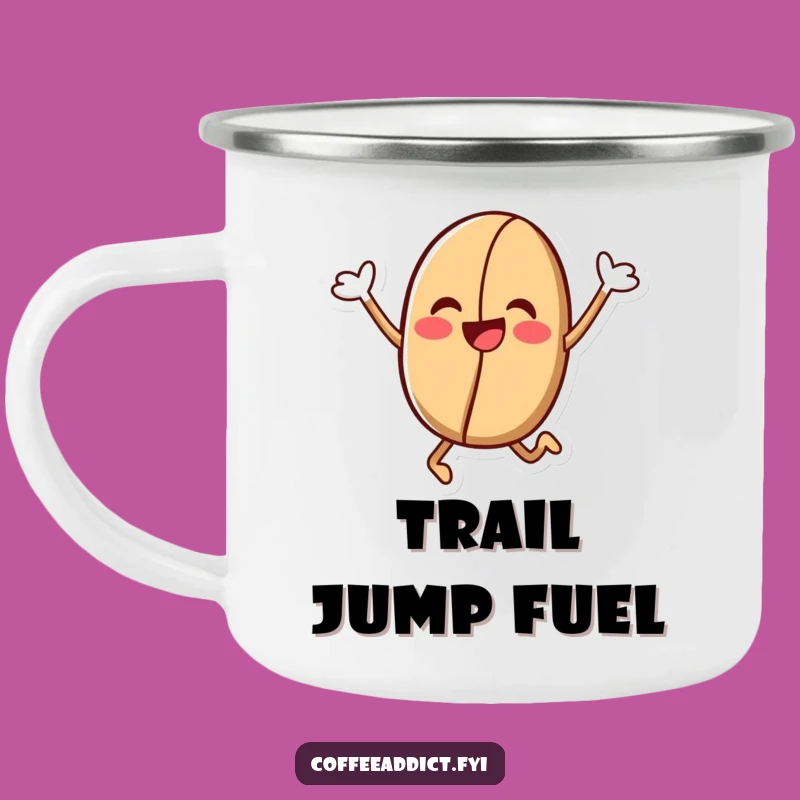 Funny Kawaii Coffee Bean Camping Mug: Leap into Adventure with Joy