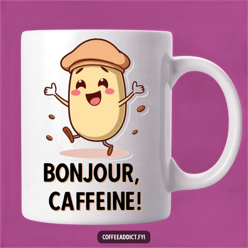 Funny Dancing Coffee Bean Beret Mug, Chic Parisian Coffee Gift for Coffee Aficionados