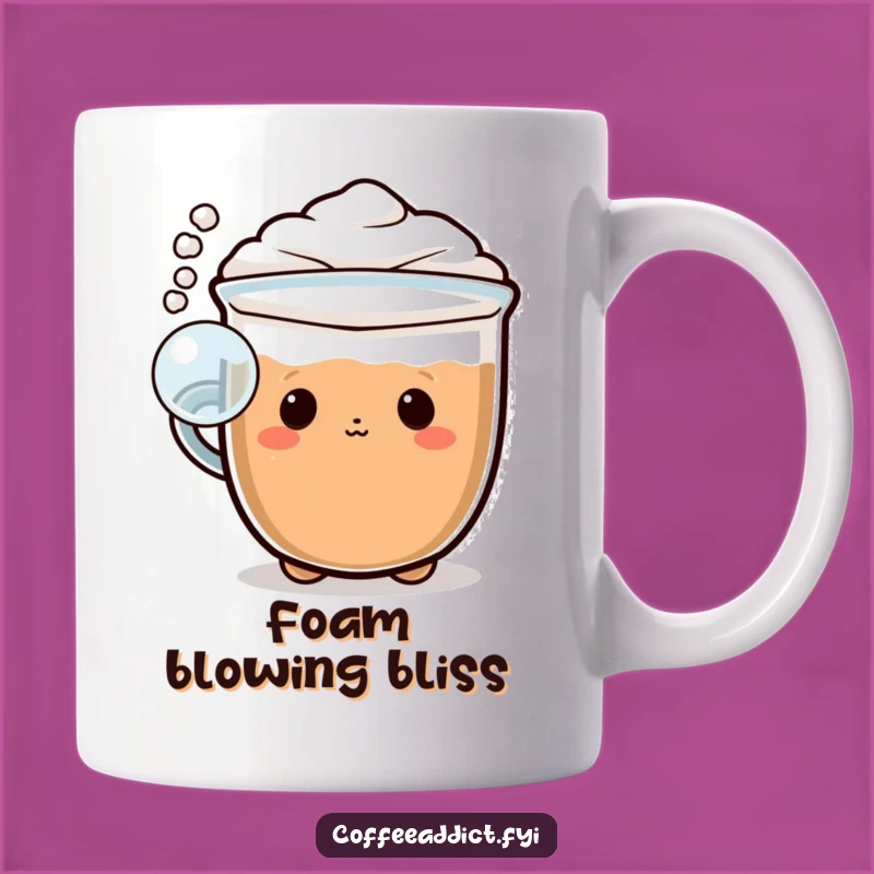 Funny Kawaii Cappuccino Mug: Playful Foam Bubble Character Gift
