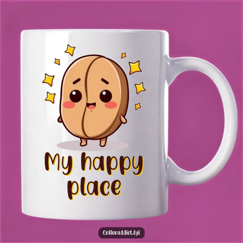 Funny Dazed Coffee Bean Mug: Starry-Eyed Character, Perfect Gift