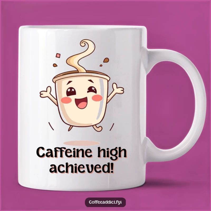 Funny Excited Coffee Cup Mug: Jump for Joy with Caffeine, a Perfect Funny Gift