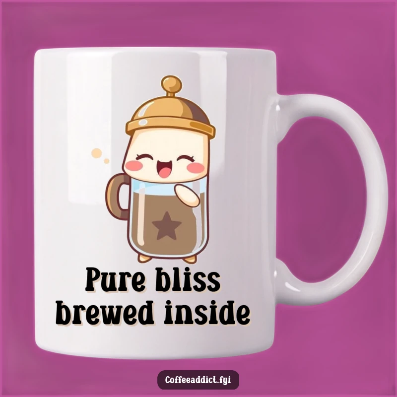 Funny French Press Coffee Mug - Joyful Bubble Sigh, Perfect Gift