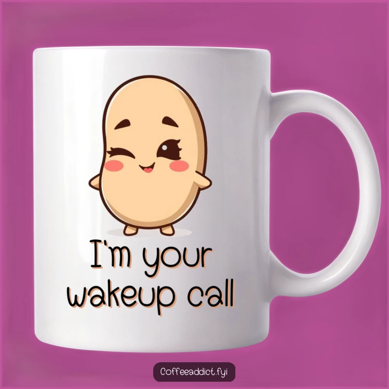 Funny Kawaii Coffee Bean Mug - Mischievous Wink, Joking Gift