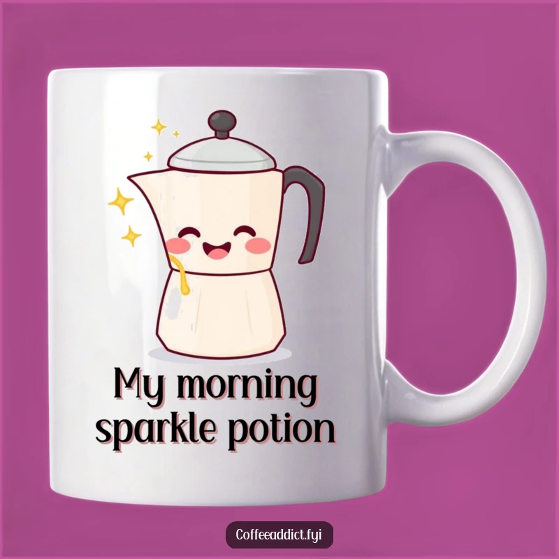 Funny Kawaii Coffee Pot Mug: Gleeful Sparkling Pour, Perfect Hilarious Gift