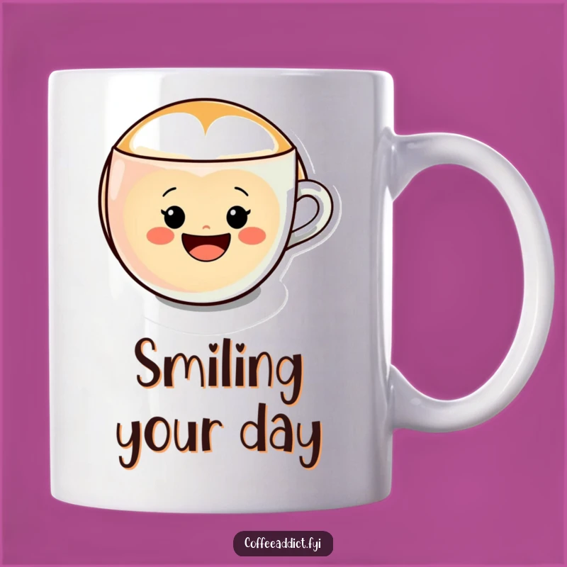 Funny Kawaii Latte Art Mug, Cheerful Smiley Gift for Coffee Lovers