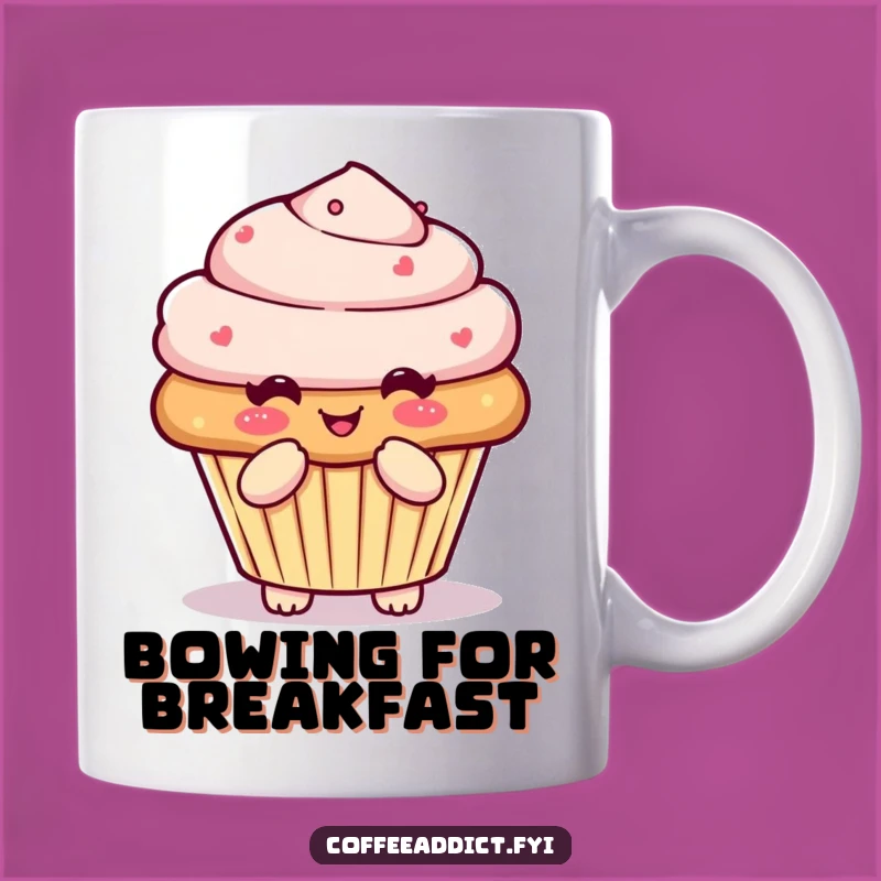 Funny Kawaii Muffin Mug: Pleased Bowing Character Gift for Sweetness