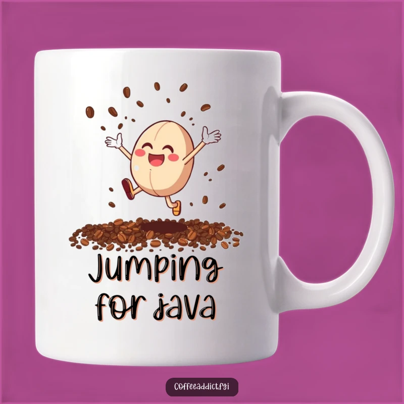 Funny Coffee Bean Joy Mug: Energetic Cartoon Gift for Coffee Lovers Who Need a Boost