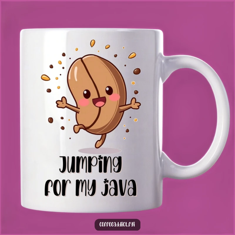 Funny Kawaii Coffee Bean Mug: Energetic Somersault Design for Coffee Lovers' Humor