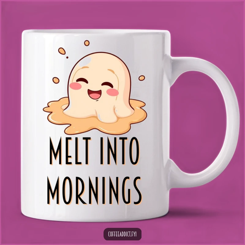 Funny Melting Coffee Puddle Mug - Goofy Grin Humor for Coffee Addicts