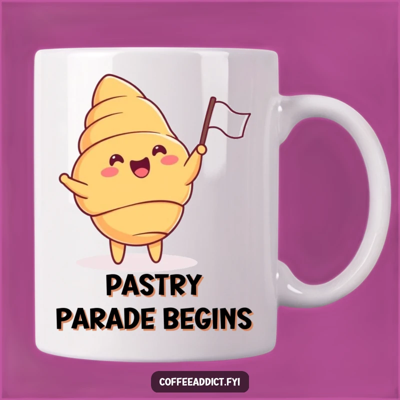 Funny Croissant Flag Mug: Hilarious Cheering Pastry for Breakfast
