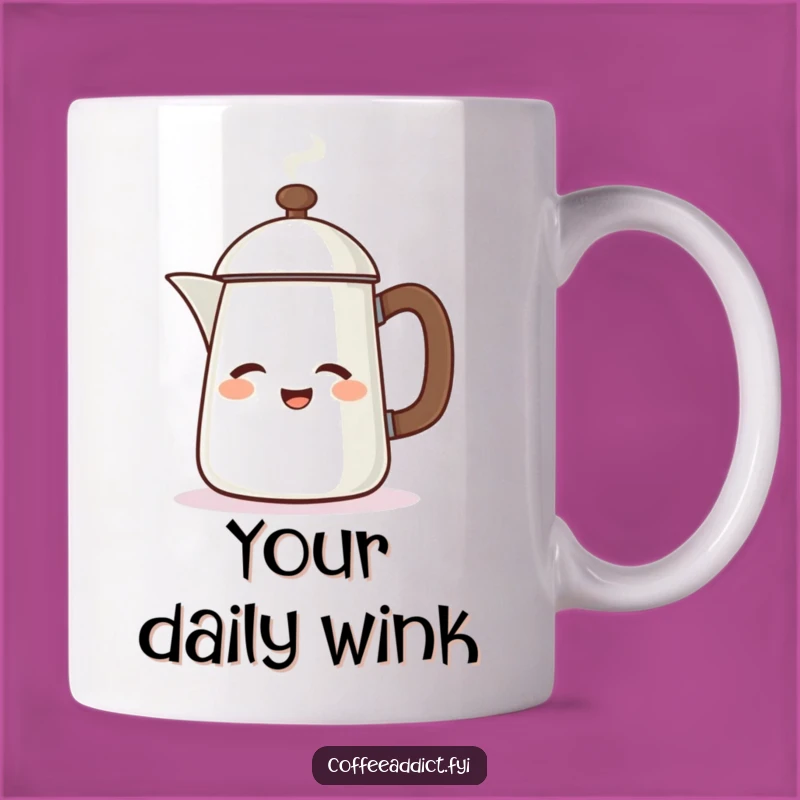 Funny Winking Coffee Pot Mug - Energetic Morning Boost Gift