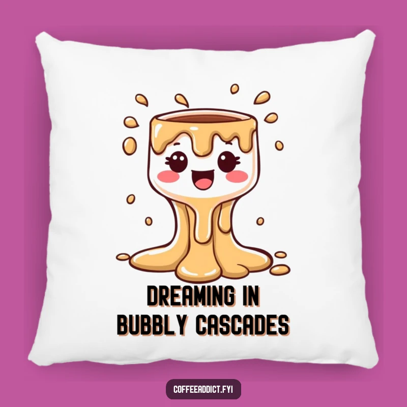 Cozy Funny Kawaii Coffee Drip Pillow - Bubbly Cascade Comfort Gift