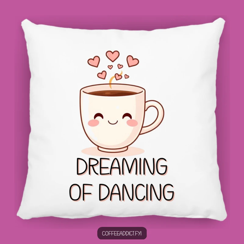 Funny Dancing Coffee Cup Pillow: Heart Steam Cozy Comfort Gift