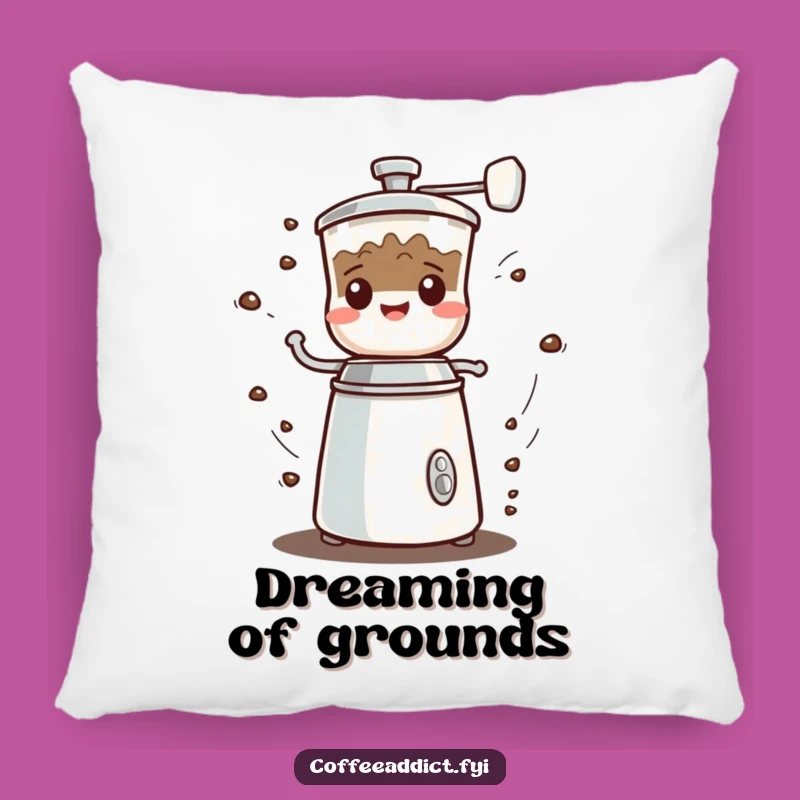 Funny Kawaii Coffee Grinder Pillow, Comfy Grumbled Gift for Coffee Nooks