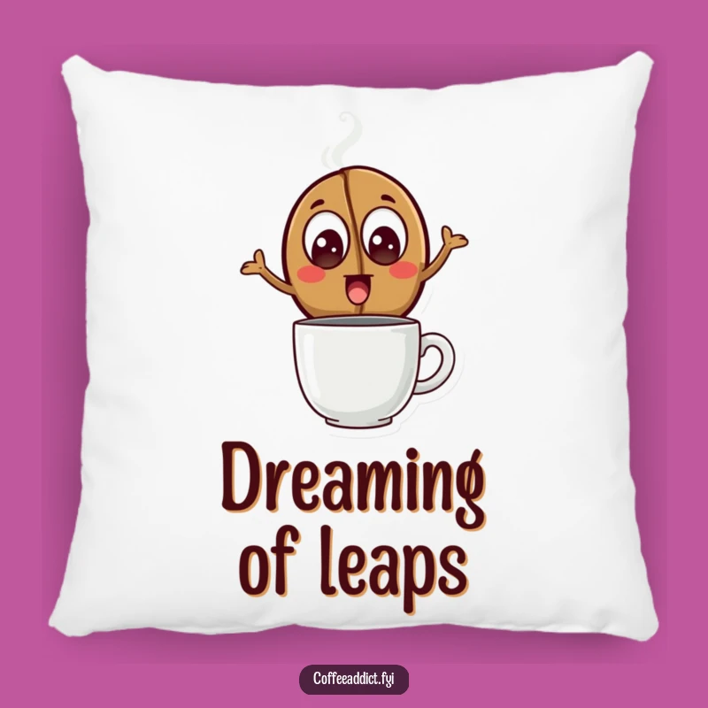 Funny Coffee Bean Leap Pillow: Cozy Excited Bean Comfort, Playful Funny Gift