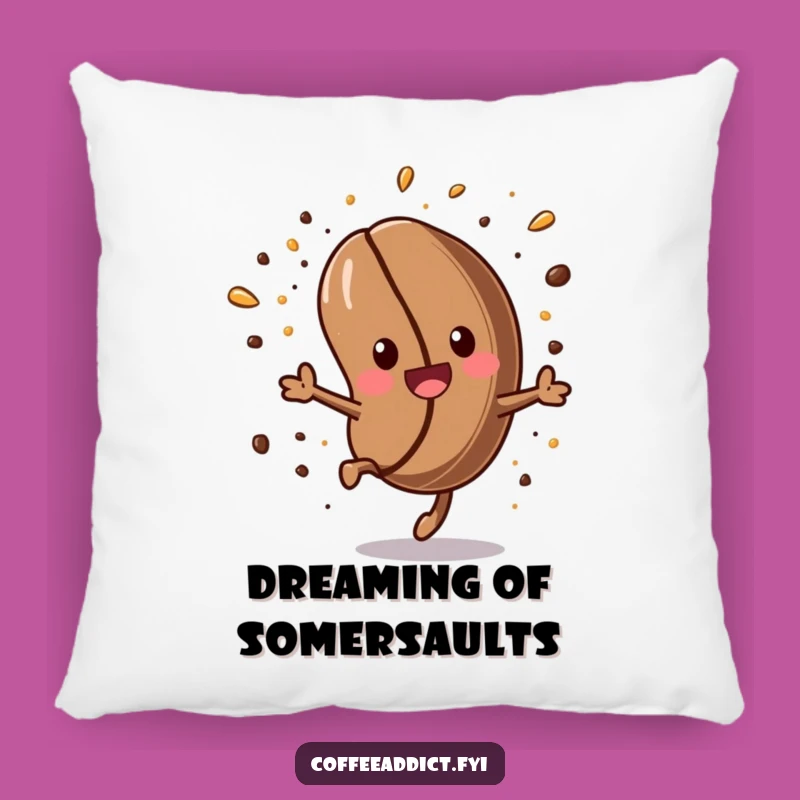 Funny Kawaii Coffee Bean Pillow: Energetic Somersault for Humorous Comfort