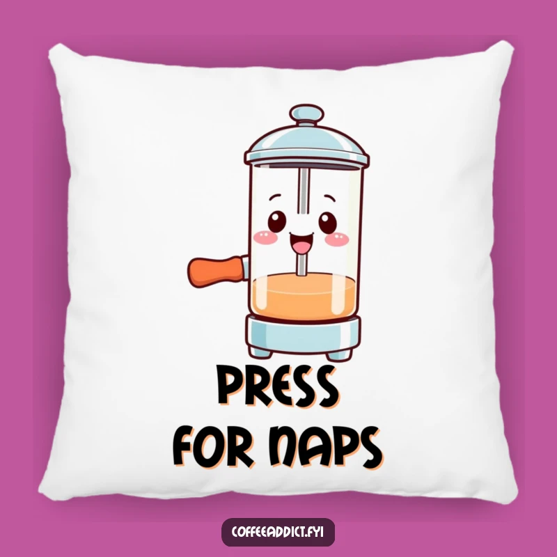 Funny Kawaii French Press Pillow: Smiling Pressing Character Cushion