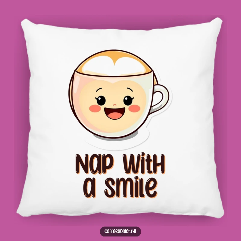 Funny Kawaii Latte Art Pillow, Cheerful Smiley Gift for Cozy Comfort