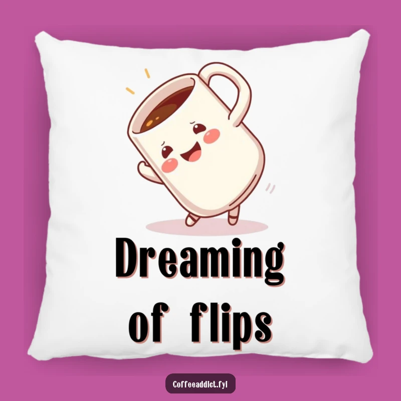 Funny Somersault Mug Pillow - Cozy Accent with Hilarious Coffee Action
