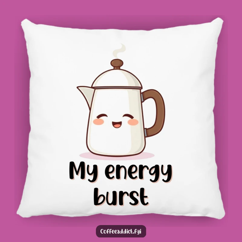 Funny Winking Coffee Pot Pillow - Comfy Cushion with Comedic Energy