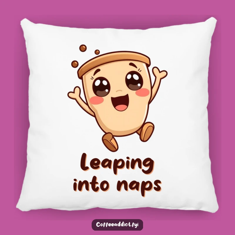 Funny Kawaii Coffee Leap Pillow - Soft and Cute Comfort for Your Home