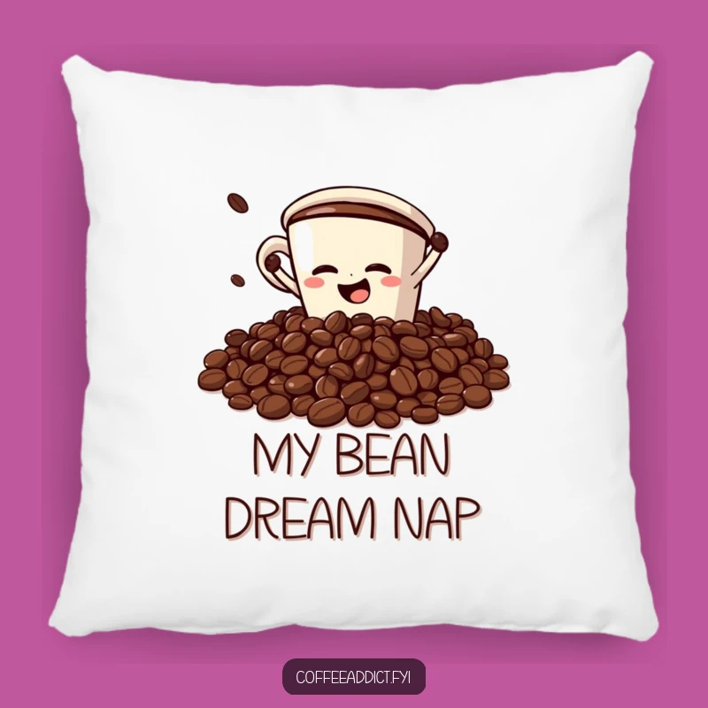 Funny Faceplant Pillow: Coffee Cup Bean Dive Comfort - Cozy Gift!