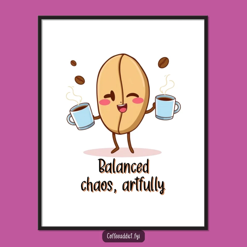 Funny Coffee Bean Juggling Digital Art - Hilarious Printable for Coffee Lovers' Walls