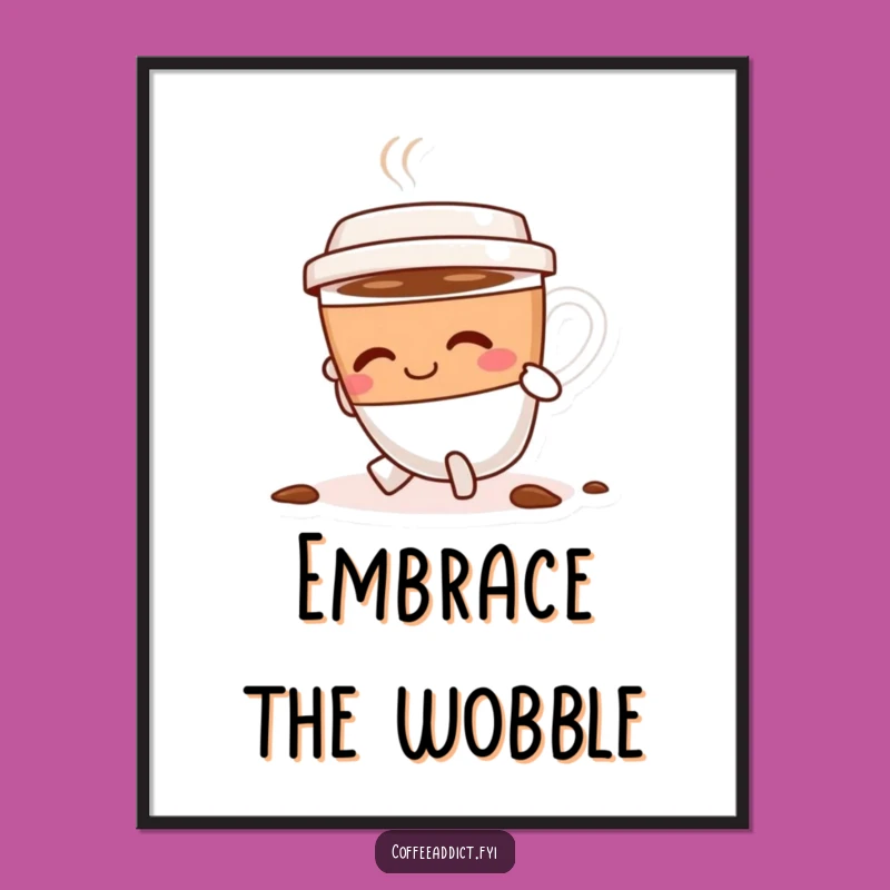 Funny Tripping Coffee Cup Digital Art, Uplifting Printable Decor for Resilient Homes