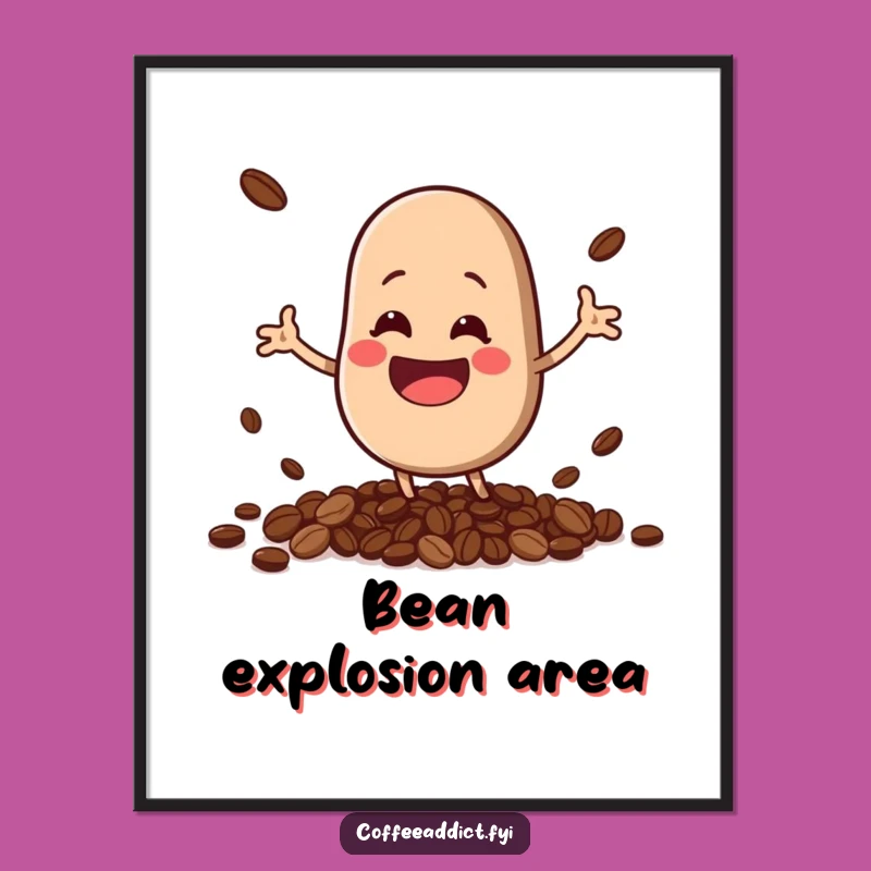 Funny Coffee Bean Digital Art: Kawaii Spilling Beans Printable Gift