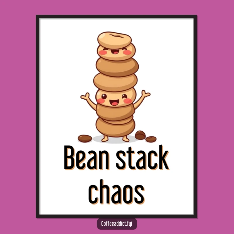 Funny Coffee Bean Digital Art Print: Hilarious Decor for a Jittery Space