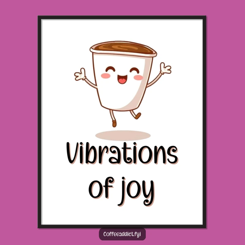 Funny Coffee Cup Dance Digital Art Print for Instant Joyful Decor